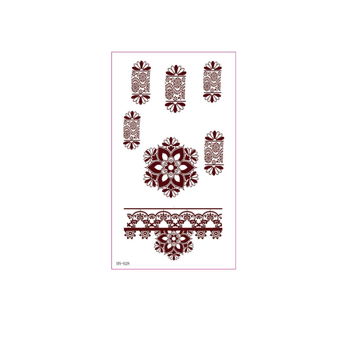 Brown Red Henna Style Tattoo Stickers Waterproof_CWMM8344