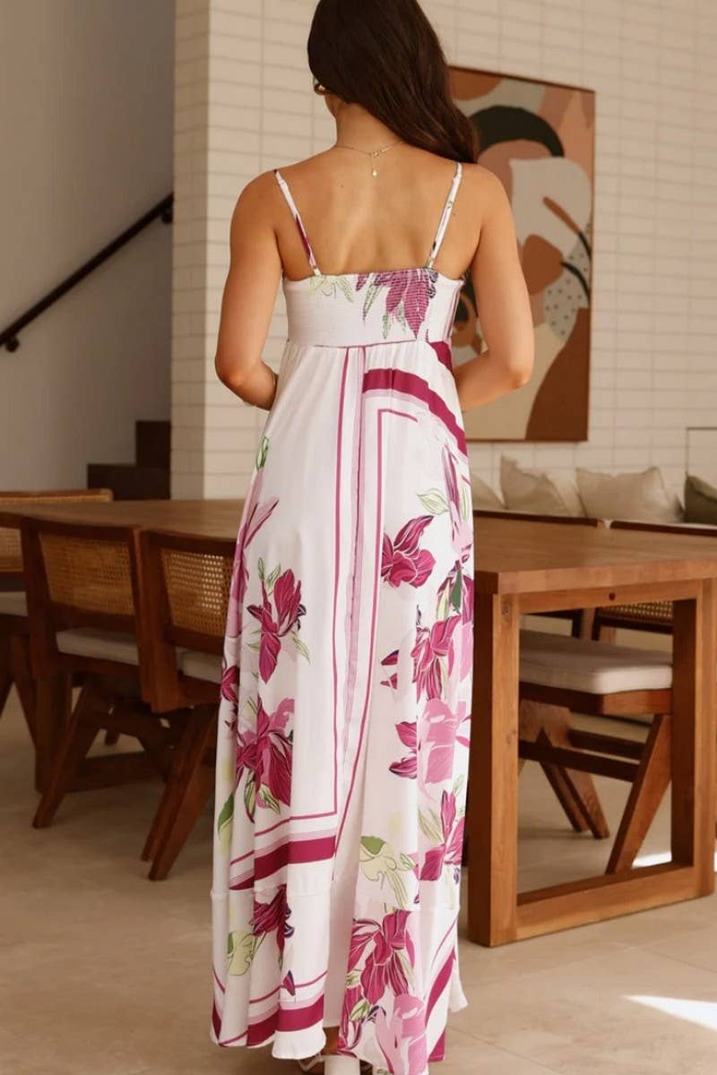 CWDHL1025_NEW SUMMER PRINTED RUFFLED SLING DRESS