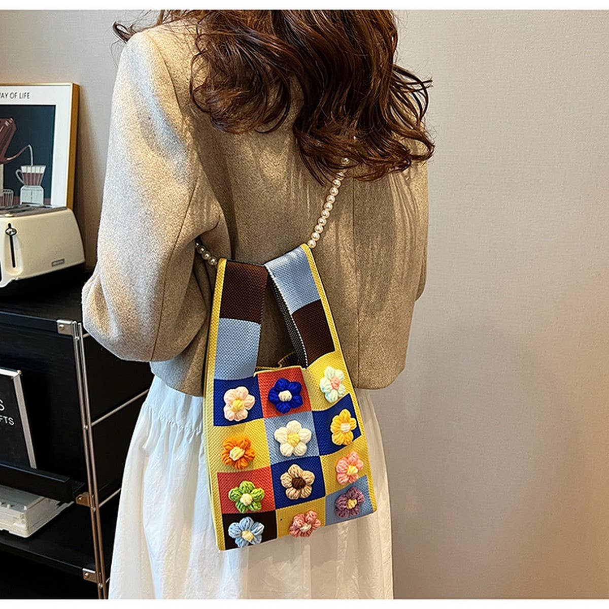 FASHION SIMPLE KNITTED FLOWER TOTE BAG_CWAB2419
