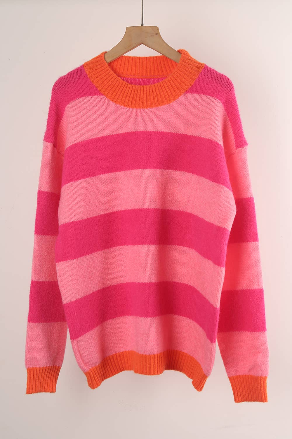STRIPED PLUS-SIZE PATCHWORK SWEATER FOR WOMEN