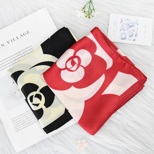 Floral Satin Scarf for Commuting & Sun Protection