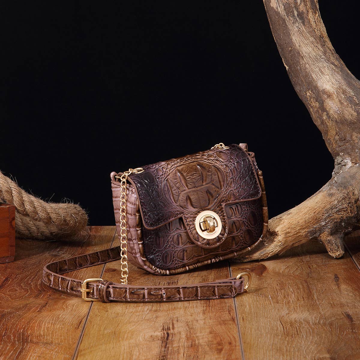 WOMEN MULTI-COLOR CROCODILE PATTERN SHOULDER BAG_CWAB2596