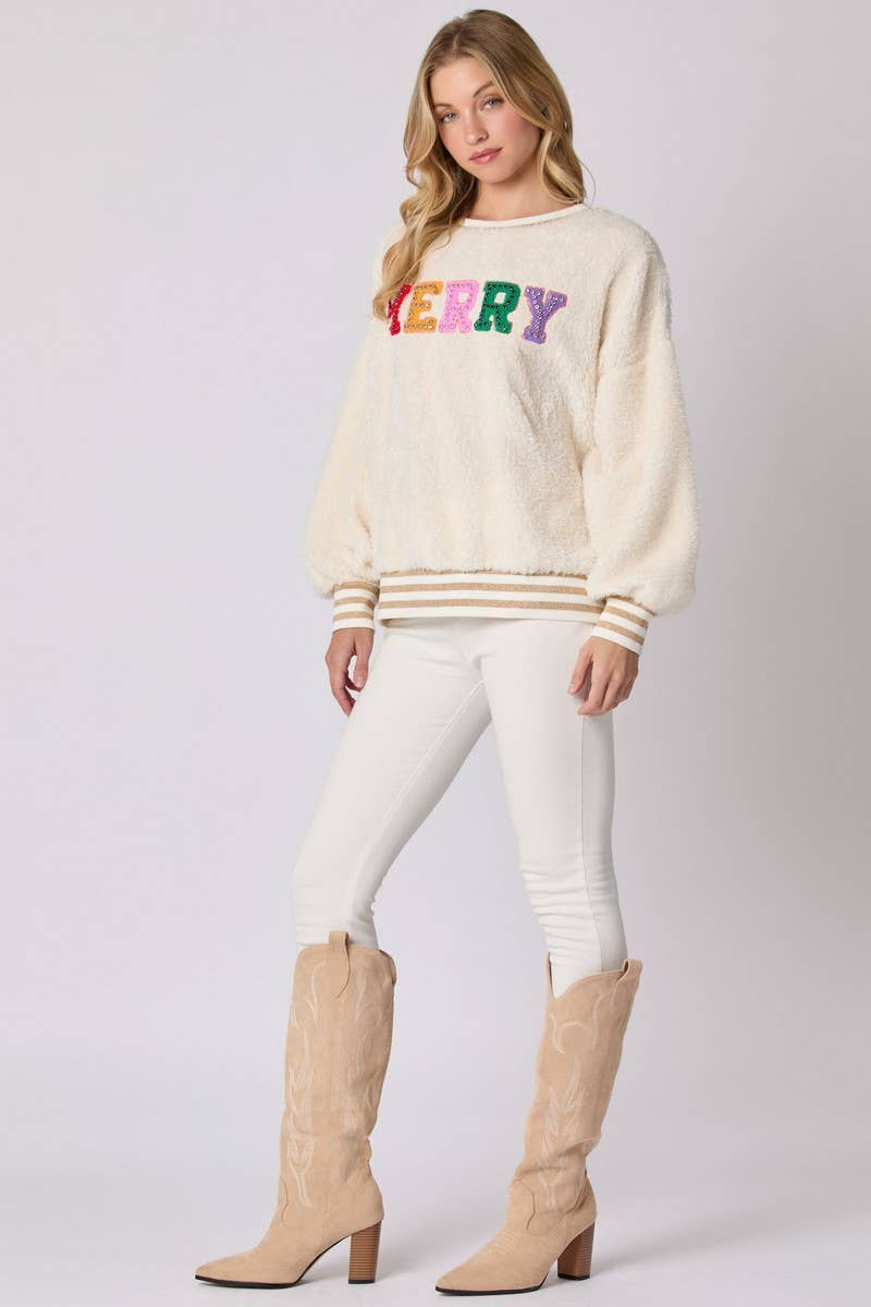 CWOSWL07754_CHRISTMAS LETTER RHINESTONE PULLOVER SWEATSHIRT