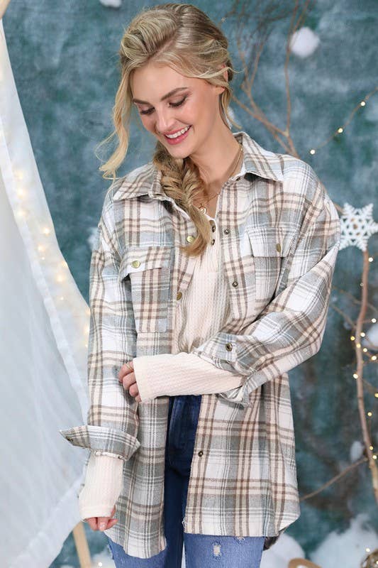 CWOJA187-P_PLUS SIZE TUNIC LENGTH SOFT FLANNEL PLAID JACKET