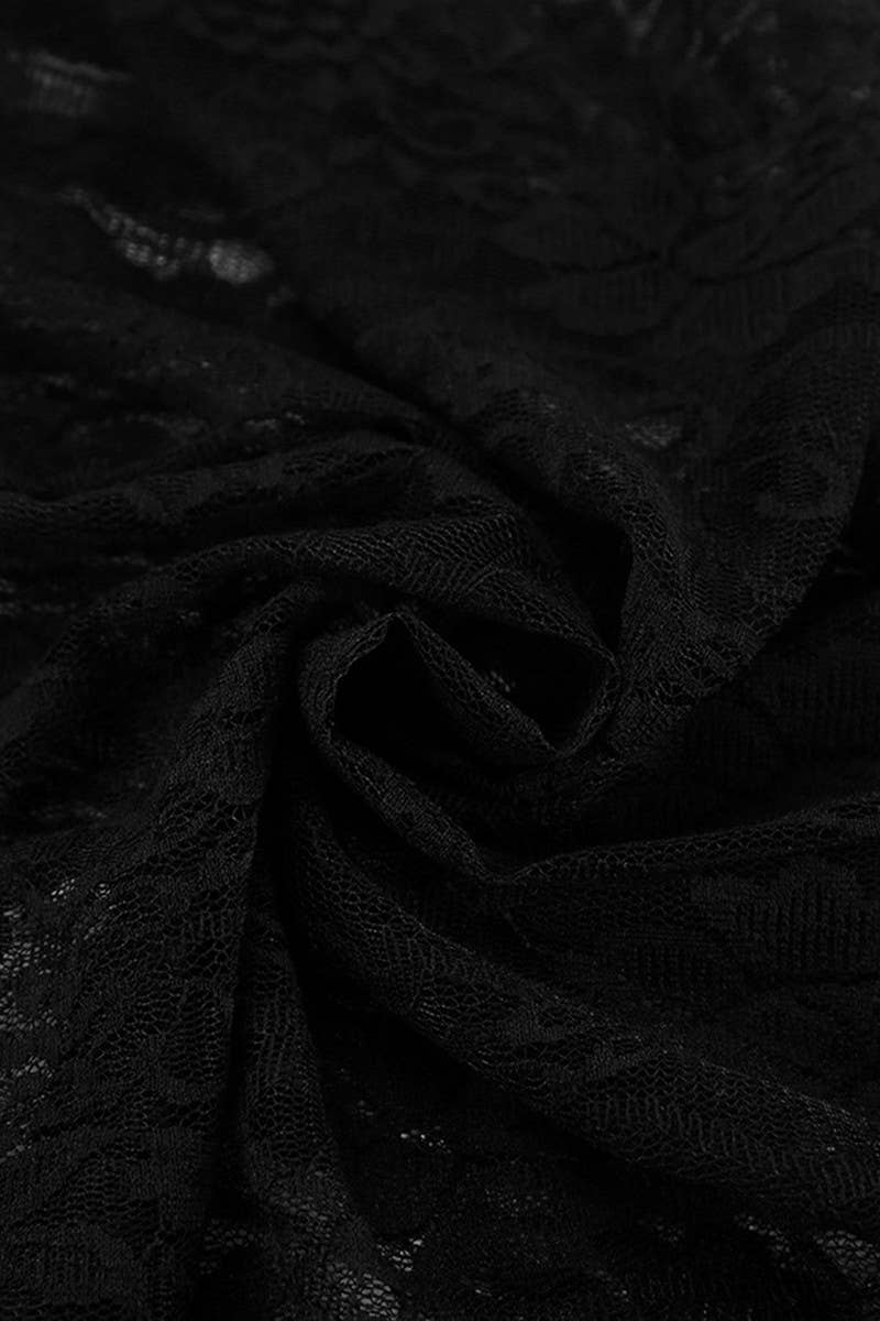 CWDMD955_SHEER LACE V-NECK SLIT SUSPENDER DRESS