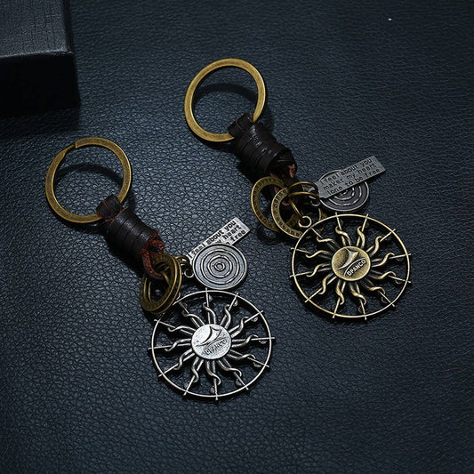 MEN'S VINTAGE BRAIDED COWHIDE KEYCHAIN