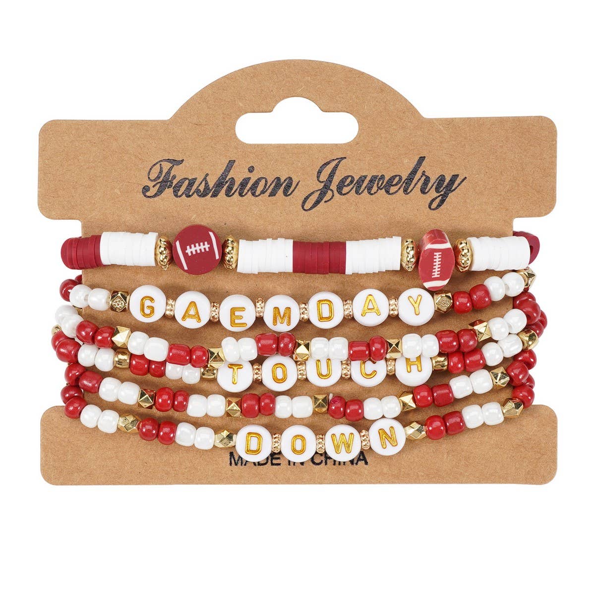 CWMM10459_FOOTBALL MOM GAME DAY BEADED ELASTIC BRACELET