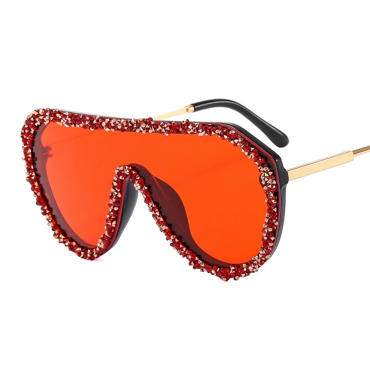 LUXURY RHINESTONE STATEMENT ONE-PIECE SUNGLASSES