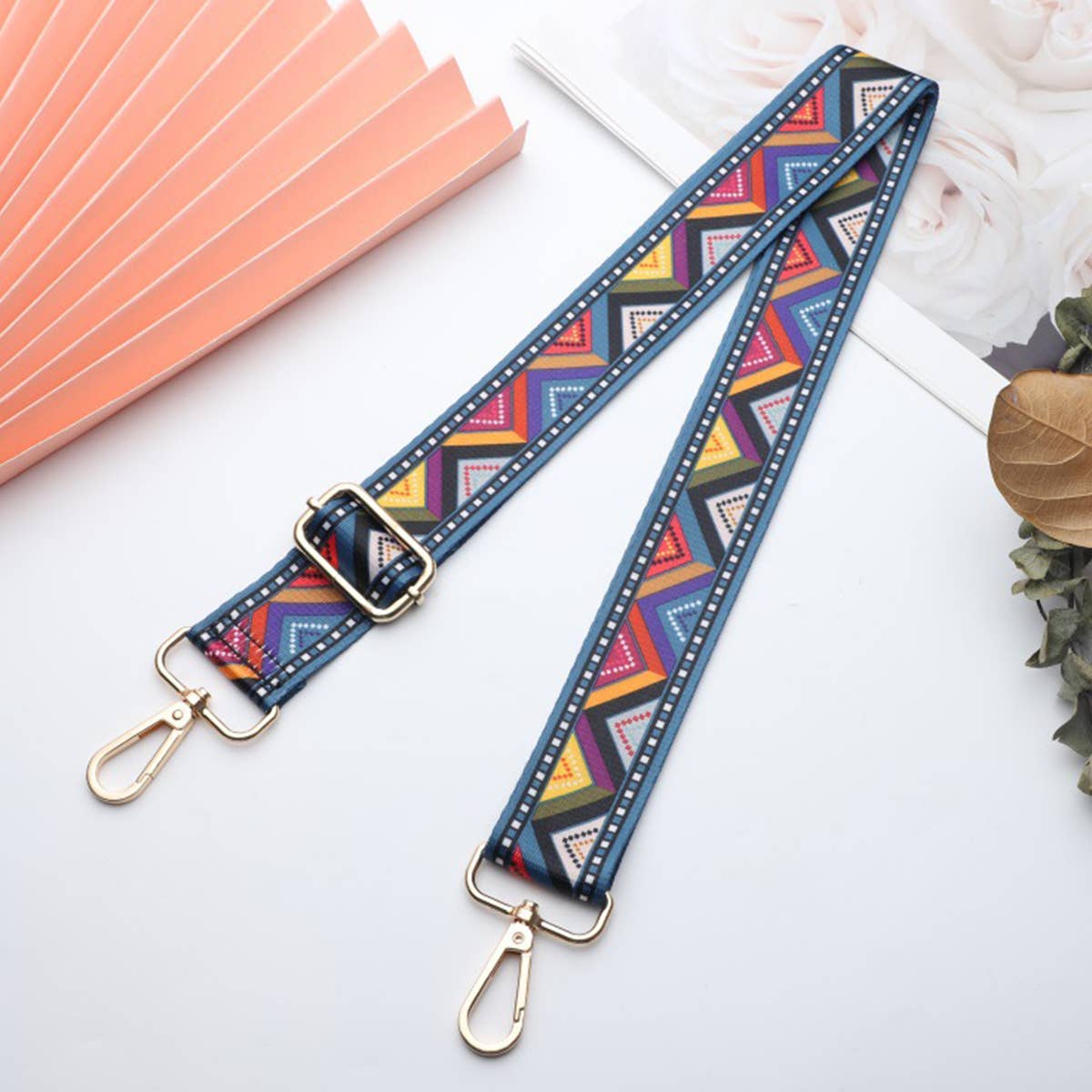 WOMEN COLOR GEOMETRIC STRIPES ADJUSTABLE BAG STRAP