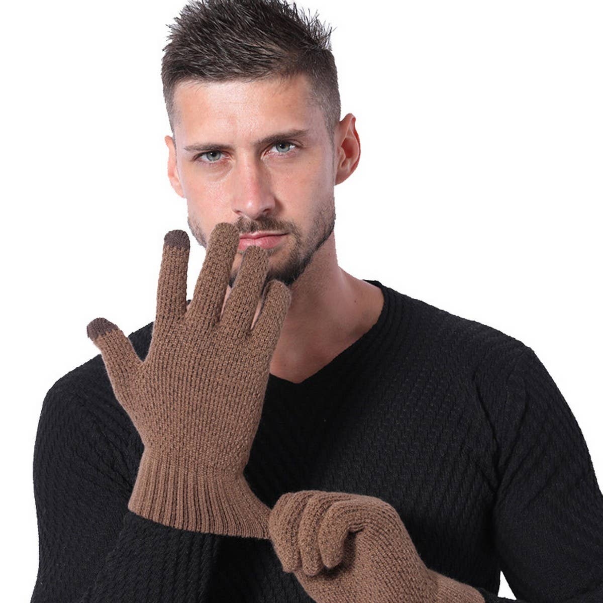 Men Women Knit Gloves ? Warm Thick Touch Tips_CWAG0224