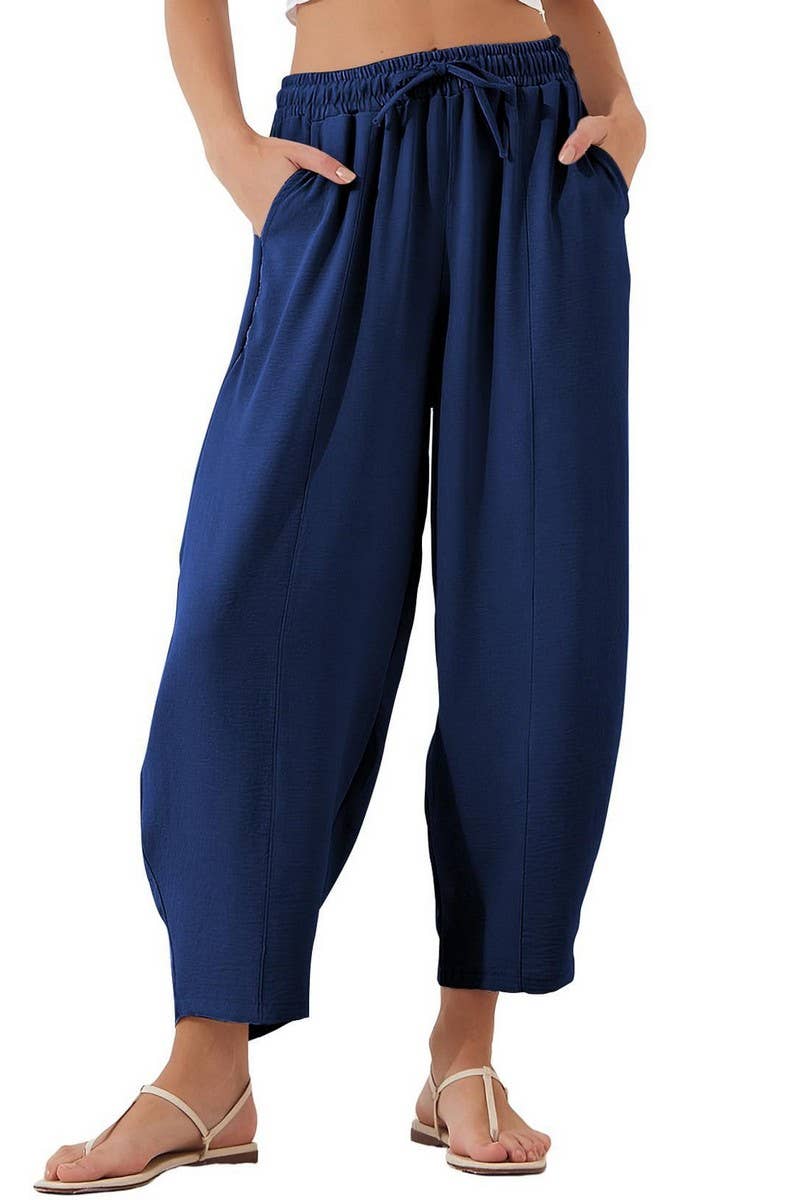 CWBLP01036_HIGH WAIST DRAWSTRING POCKET CROPPED PANTS