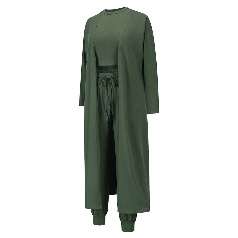 Three-piece set of vest,long pants and cardigan