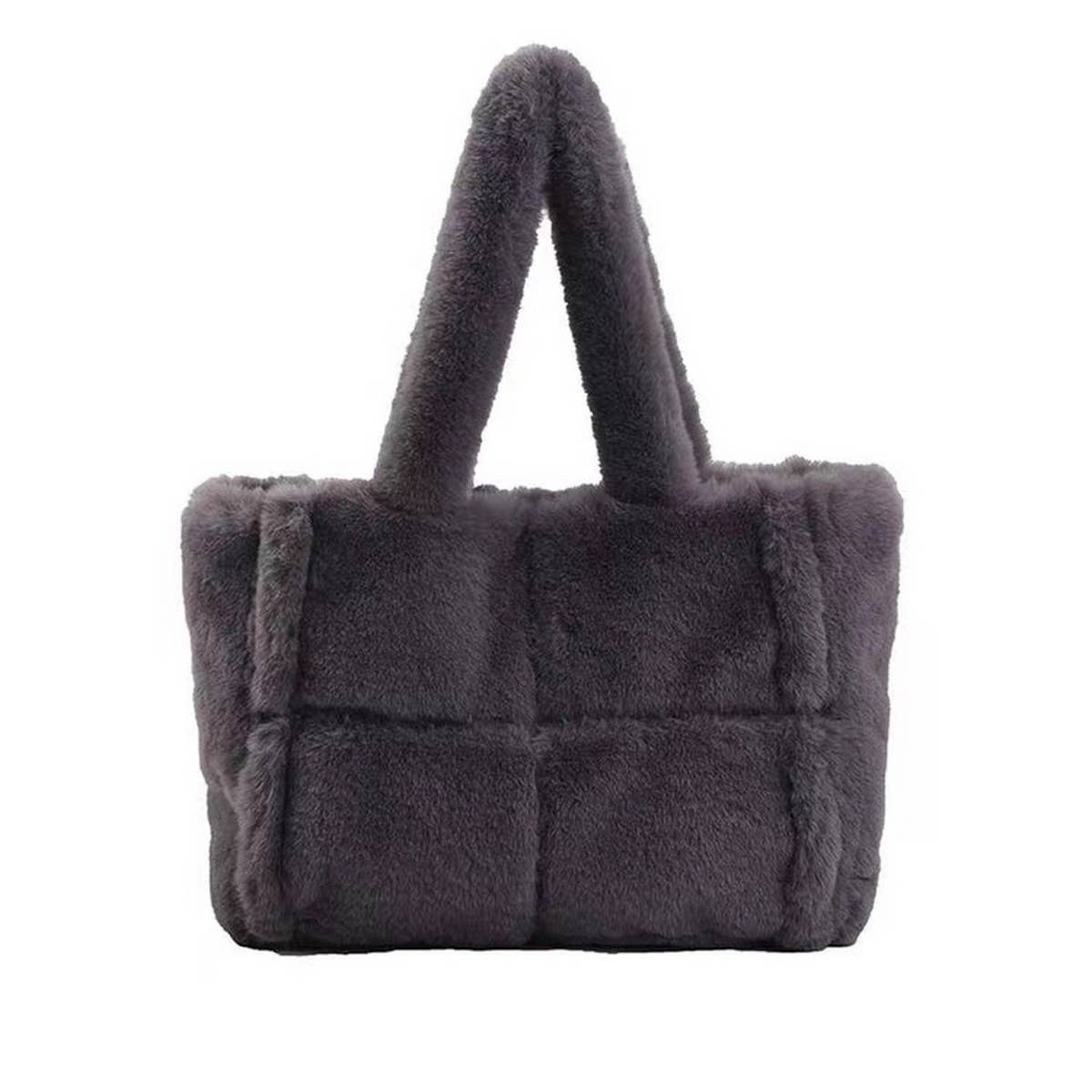 Faux Rabbit Fur Tote Bag Women Large Handbag_CUAB00603