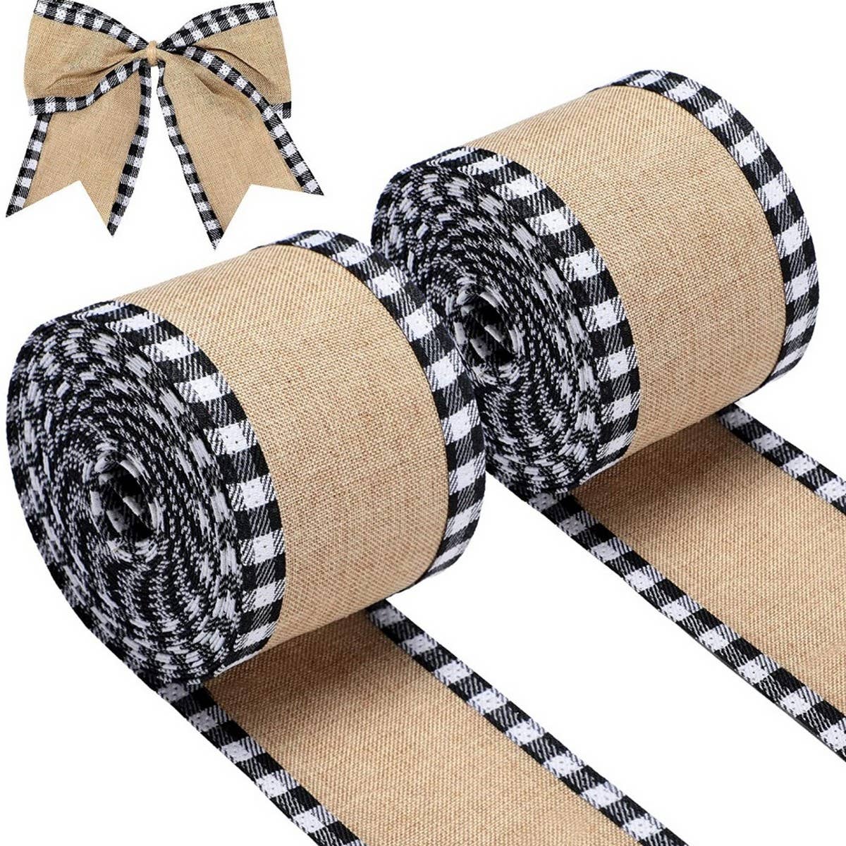 CWMM9408_CHRISTMAS PLAID HEMMING BOW DECORATIVE RIBBON