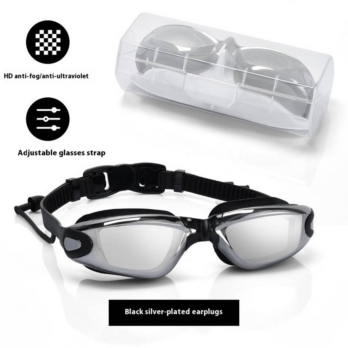 Silicone Racing Swim Goggles, HD Anti-Fog Mirror