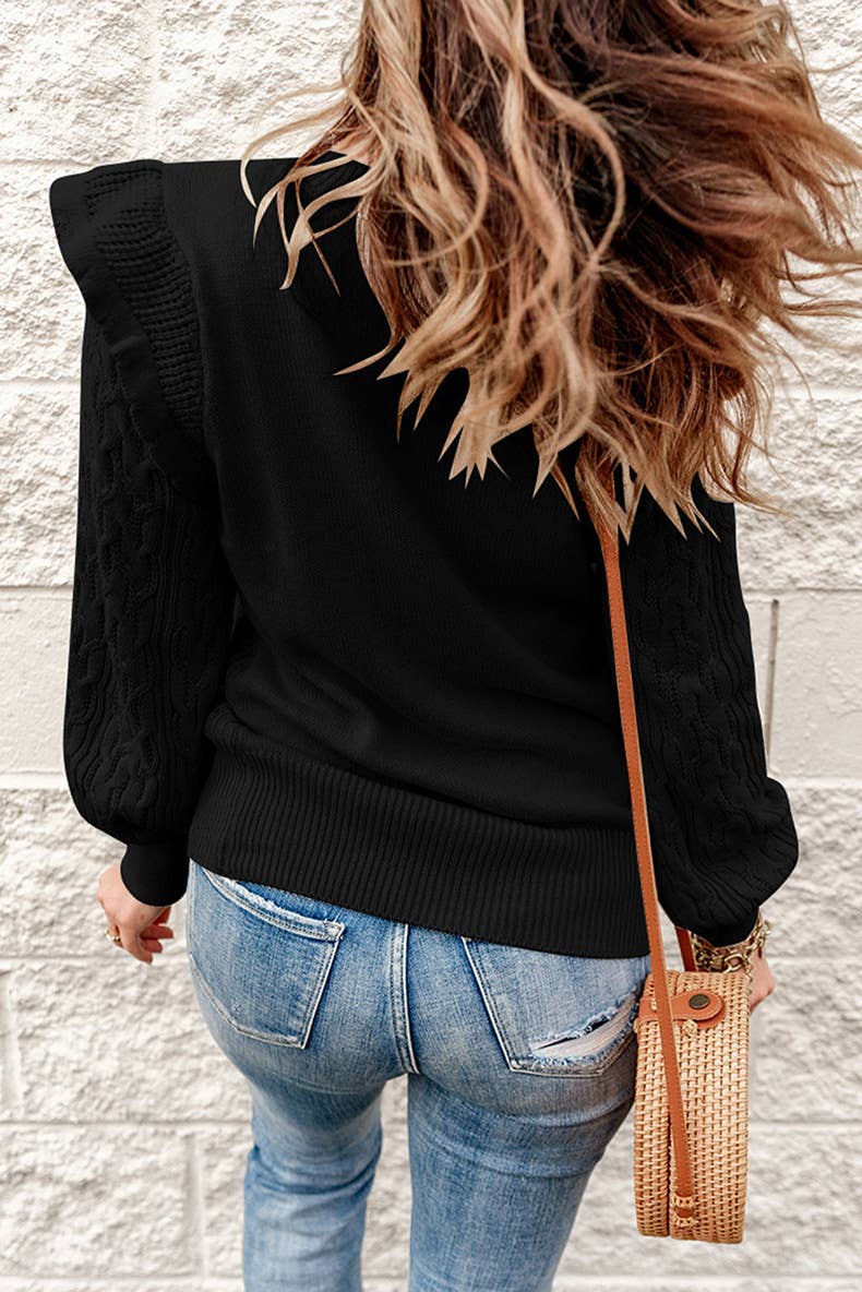 THICKENED SOLID COLOR LOOSE LONG-SLEEVED SWEATER