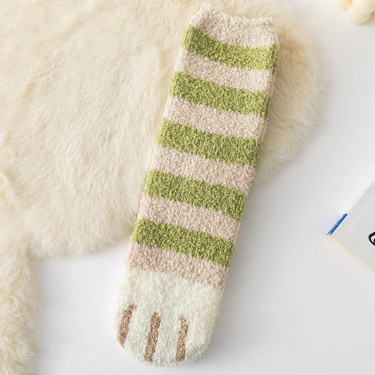 WOMEN PADDED CORAL FLEECE CAT CLAW SOCKS