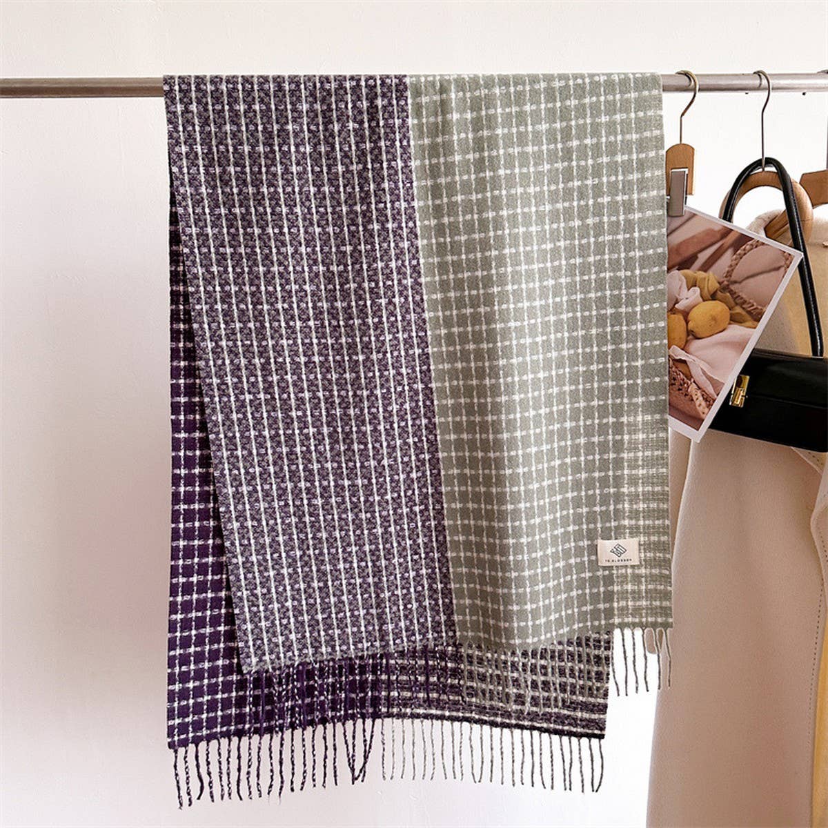 Plaid Colorblock Scarf ??Unisex Warm Winter Shawl_CWASC1447