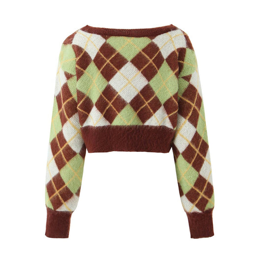 Straight-neck, off-the-shoulder pullover sweater