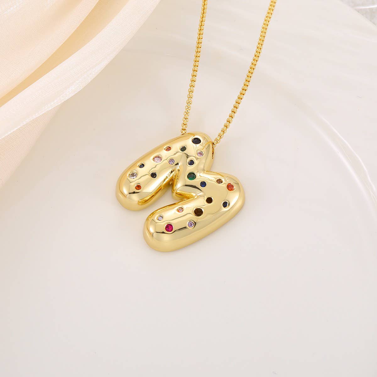 Creative Glossy Colorful Letter Pendant Necklace