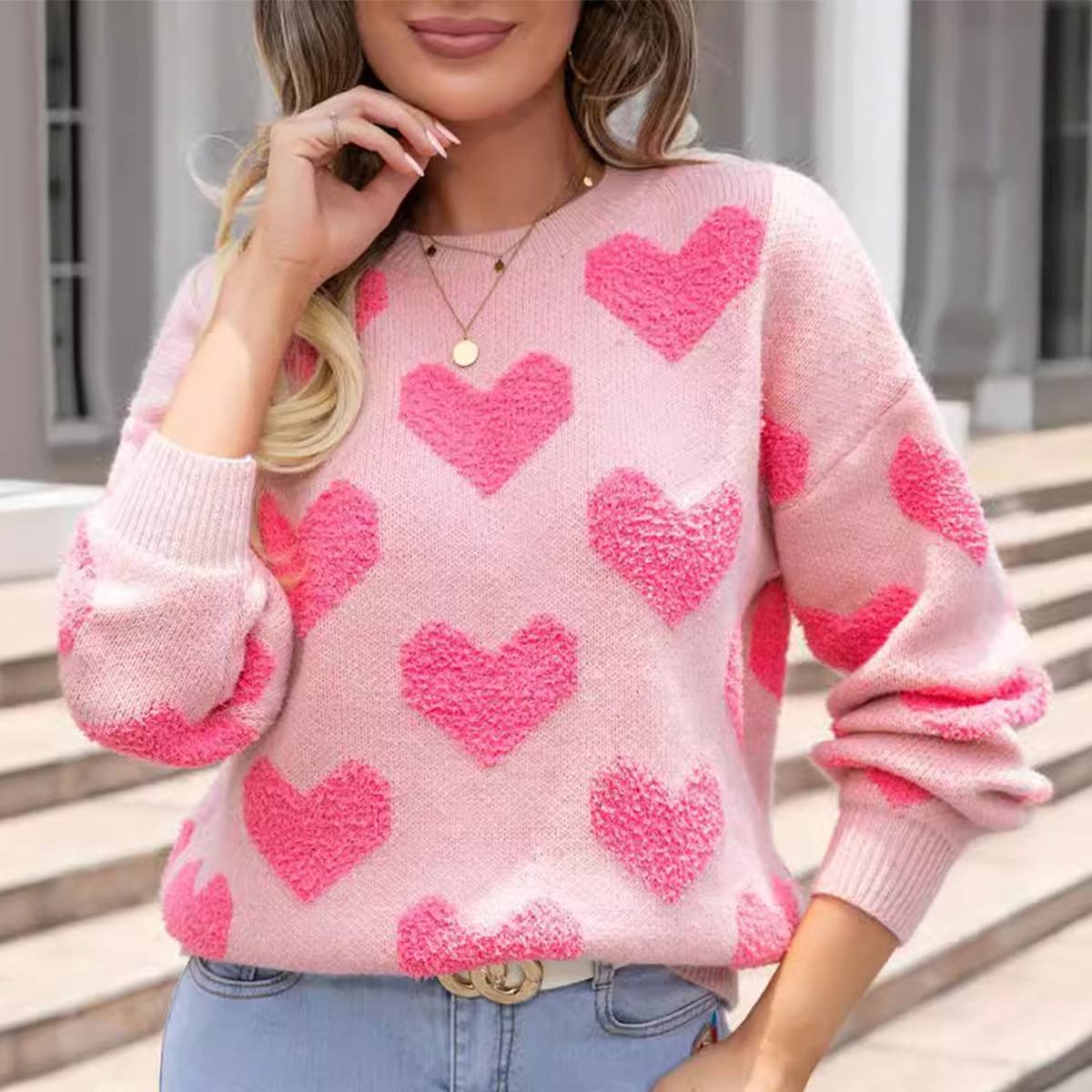 VALENTINE'S DAY CREW-NECK LOVE JACQUARD SWEATER
