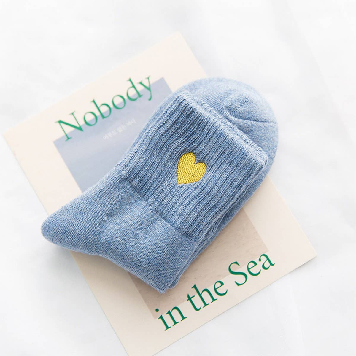 WINTER HEART EMBROIDERY WARM TERRY SOCKS