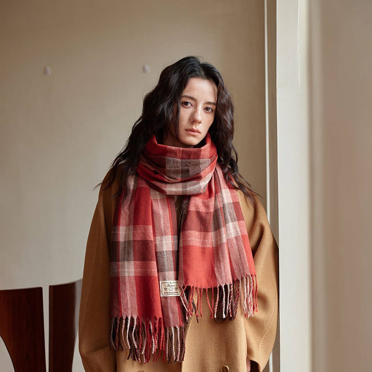 Plaid Colorblock Scarf - Classic Winter Wrap_CWASC2347