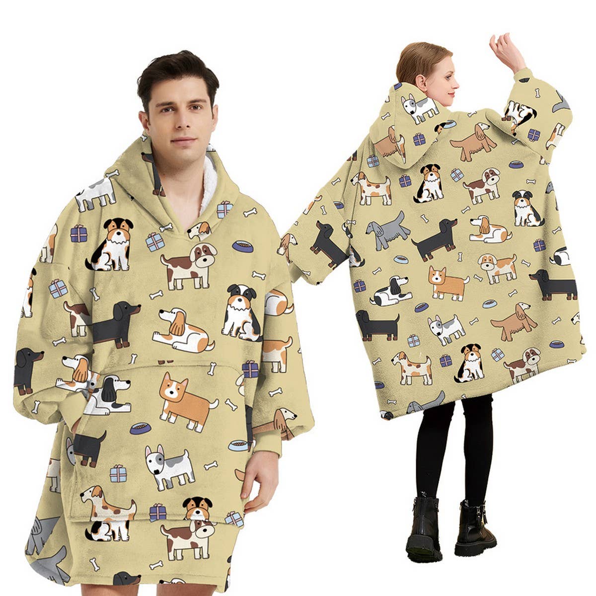 Wearable Flannel Sleeve Blanket with Big Pocket