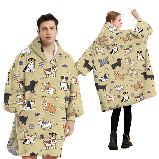 Wearable Flannel Sleeve Blanket with Big Pocket