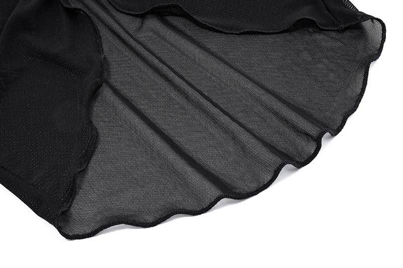 See-through mesh fitted long-sleeved top