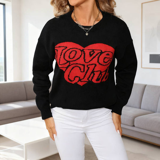 Fashion love loose Valentine's Day knit sweater