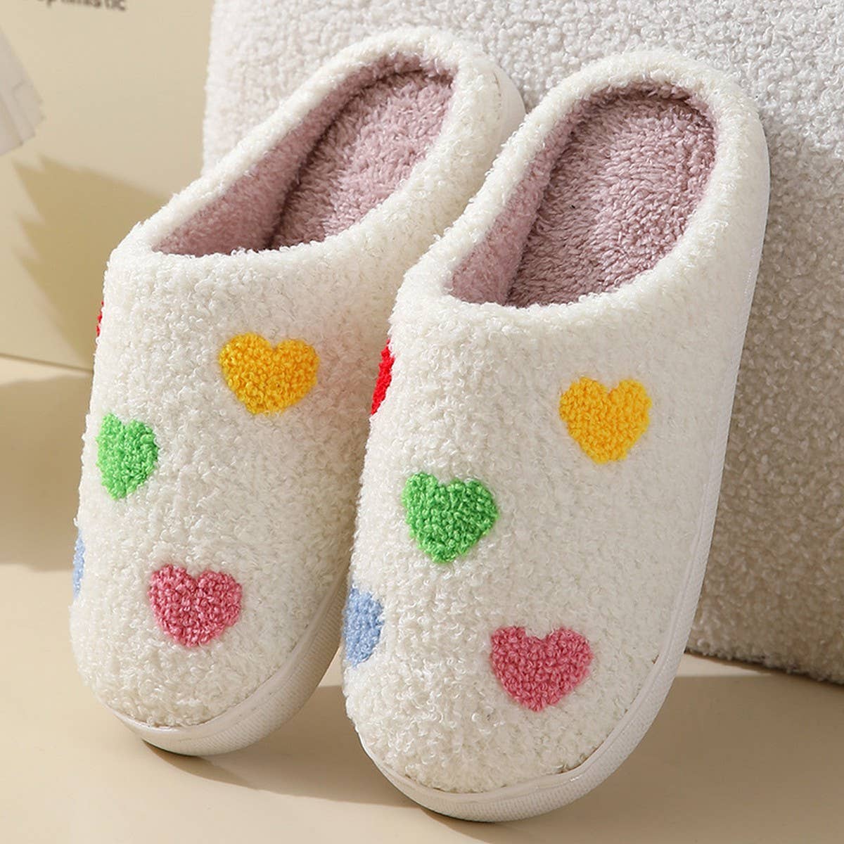 HOME LOVE PATTERN NON-SLIP COTTON SLIPPERS