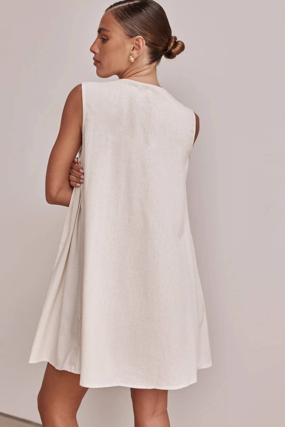 pit V-neck solid color loose vest dress