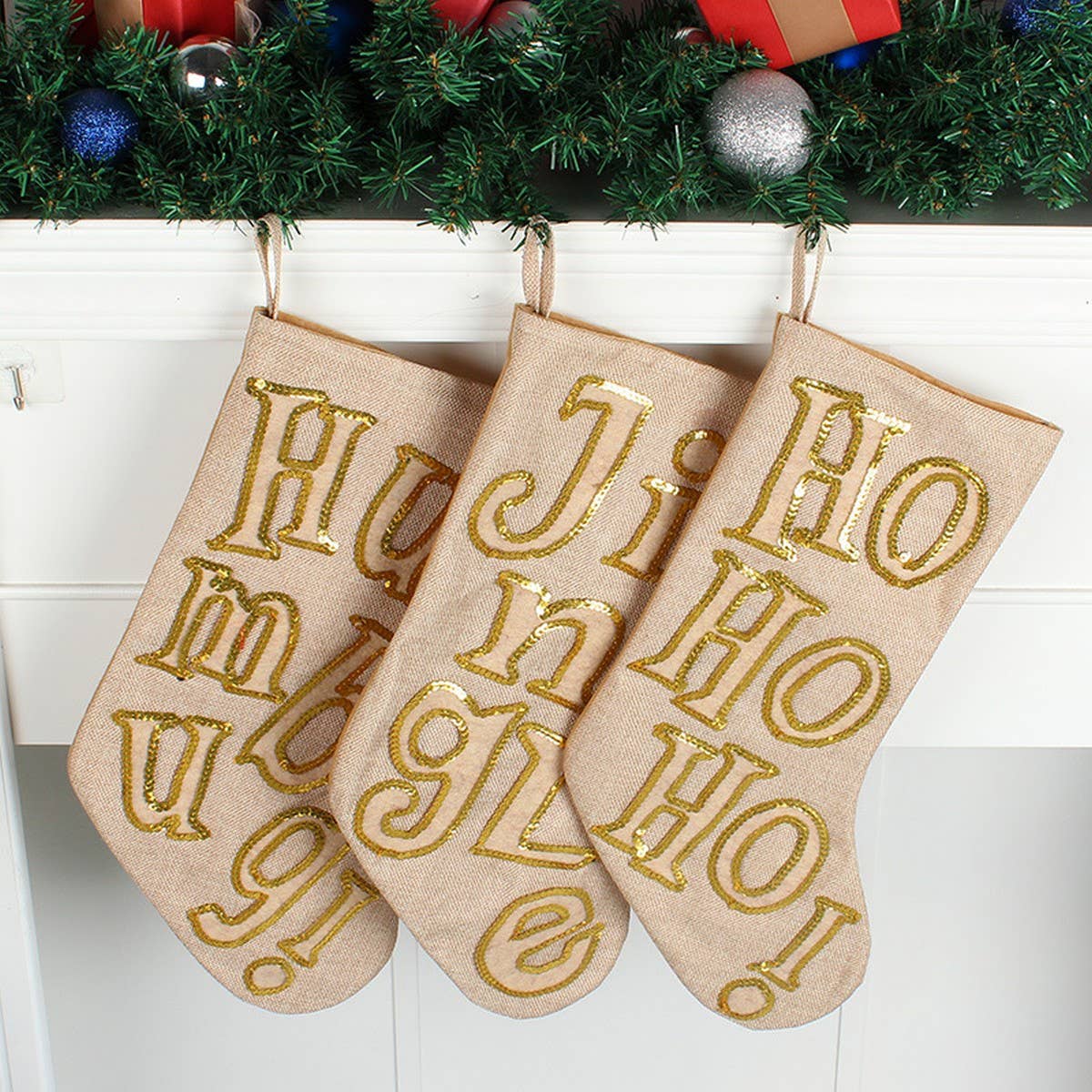 SEQUINED LETTER CHRISTMAS STOCKING CANDY BAG