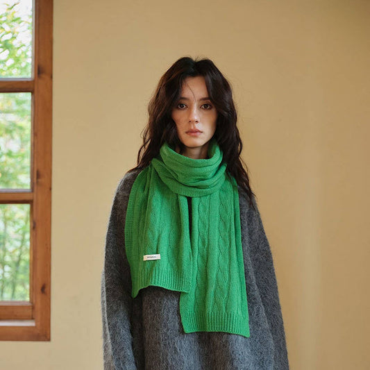 Wool Cable Knit Scarf ??Soft Double-Sided Wrap_CWASC2310