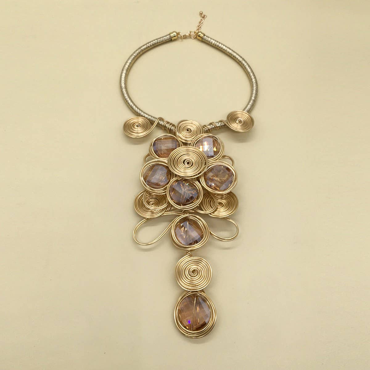 CRYSTAL ALUMINUM WIRE NECKLACE EARRING SET