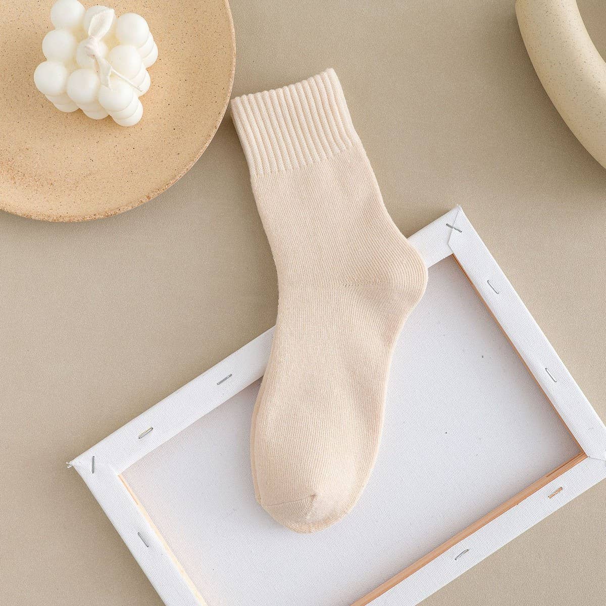 WINTER PLUS VELVET THICK WARM TERRY MID-TUBE SOCKS