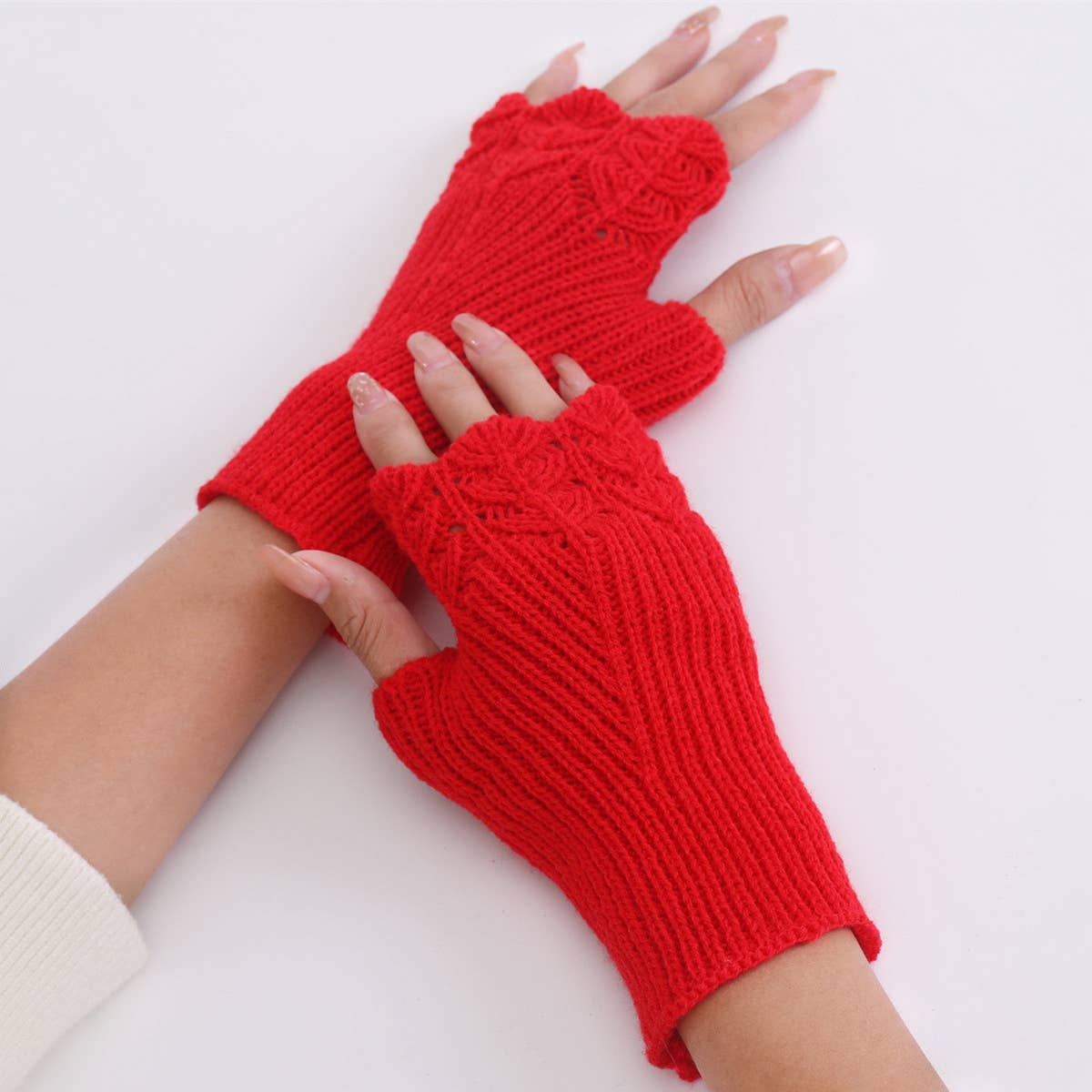 SOLID COLOR KNITTED WARM FINGERLESS GLOVES_CWAG0097