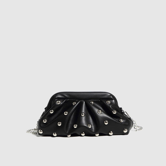 Studded Dumpling Clutch & Chain Shoulder Bag_CWAB5711