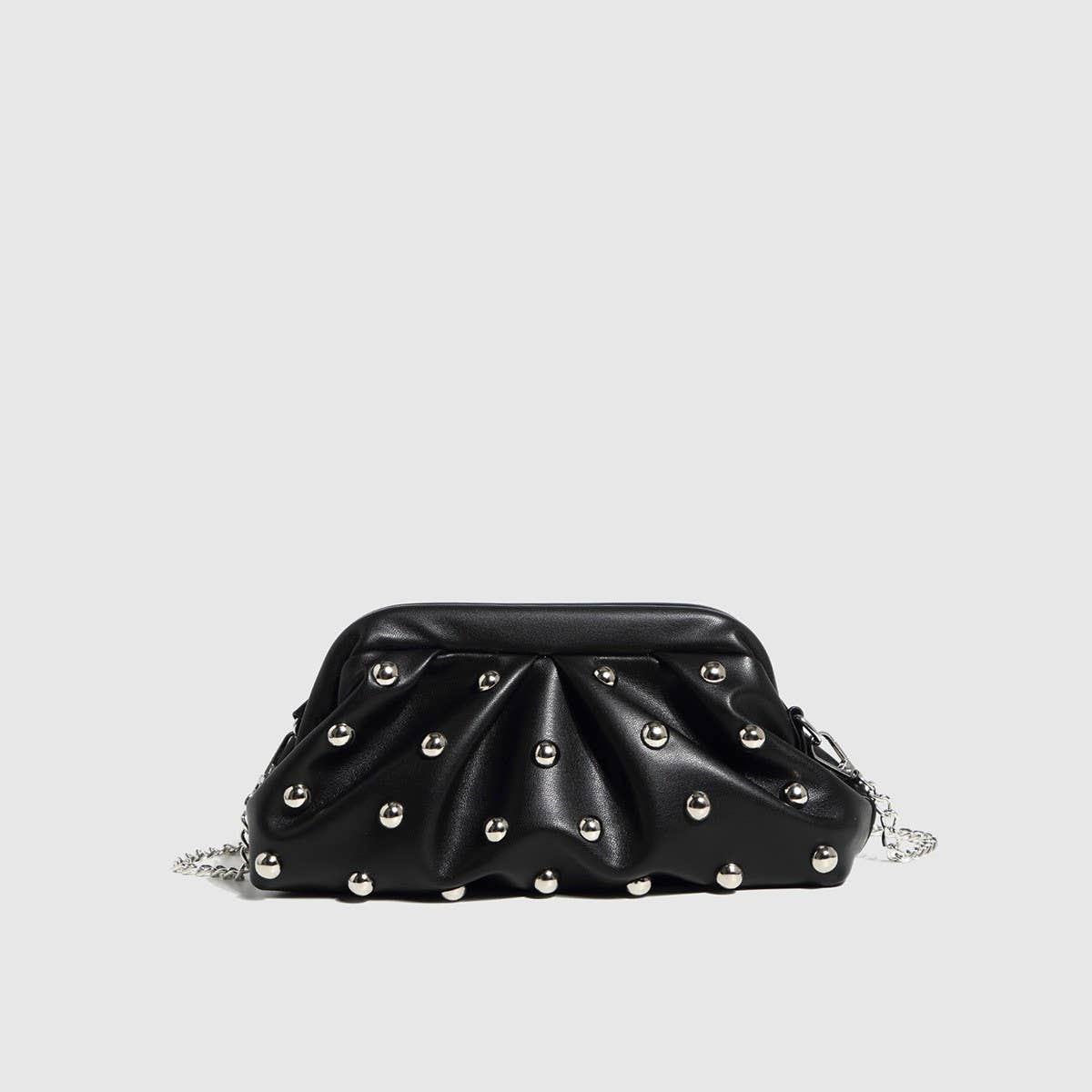 Studded Dumpling Clutch & Chain Shoulder Bag_CWAB5711