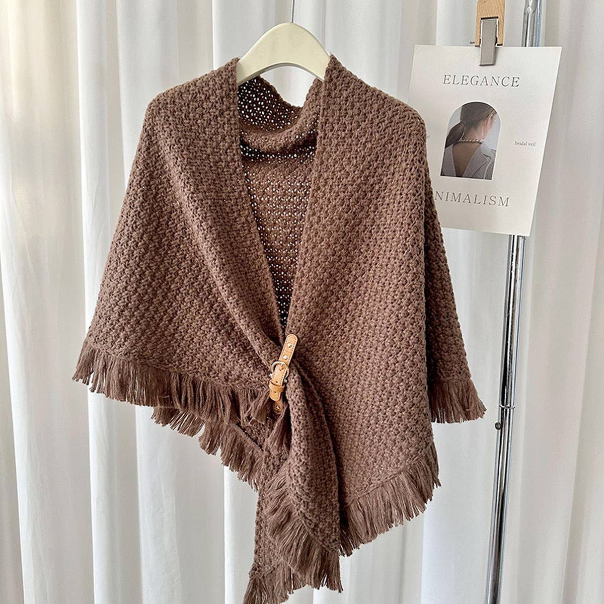 Winter Tassel Cape Scarf Shawl for Warm Layering