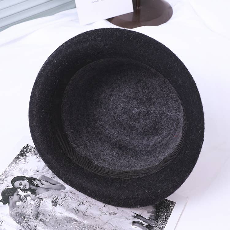 WOMEN RETRO WARM CURLING FELT HAT BUCKET HAT_CWAH0610