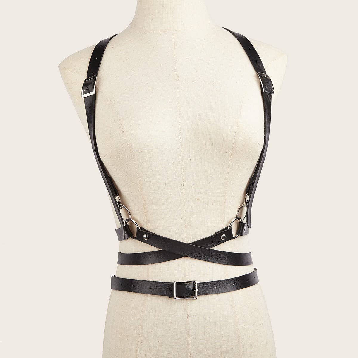 CWABE0978_PUNK STYLE BIB SHIRT SUSPENDERS WAIST BELT