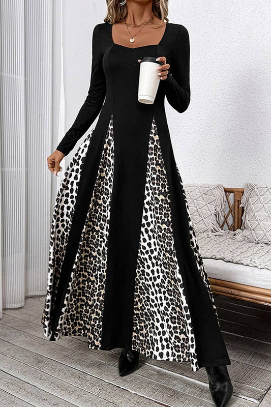 CWDMD3915_LEOPARD PRINT HIGH WAIST WIDE LEG A-LINE DRESS