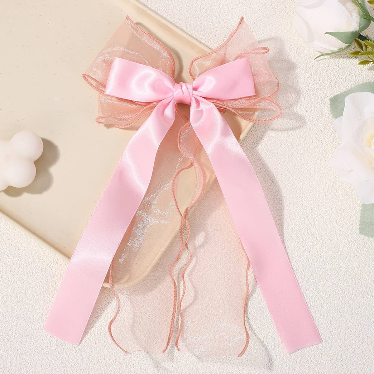 Kids Chiffon Ribbon Bow Hair Clip ? Solid Color