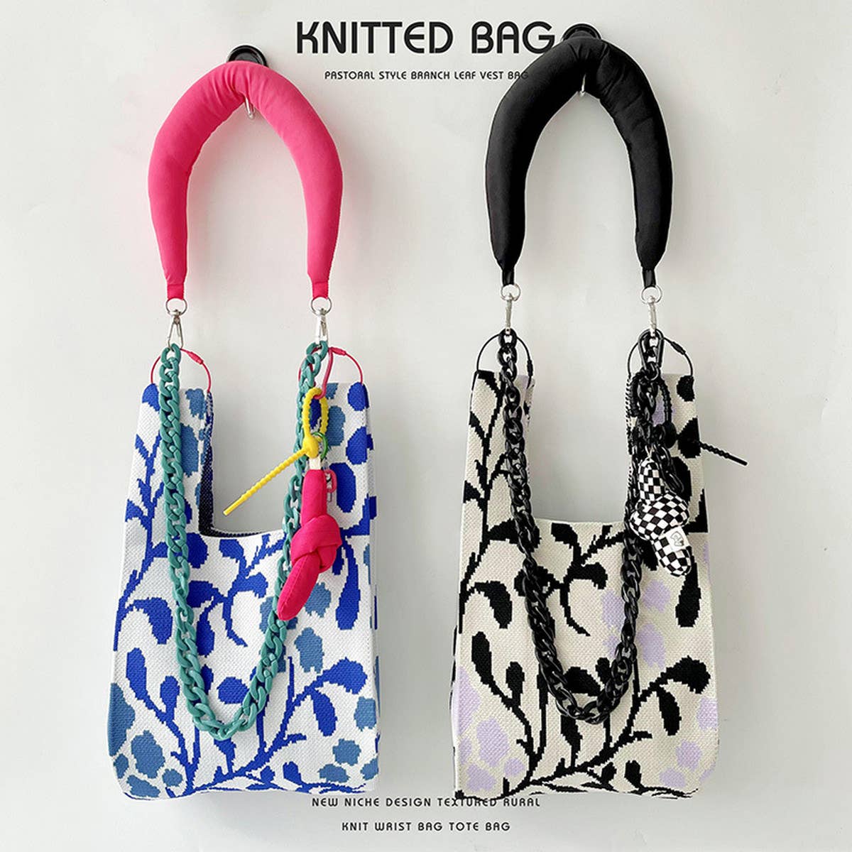FLORAL LARGE CAPACITY KNITTED SHOULDER TOTE BAG_CWAB1517