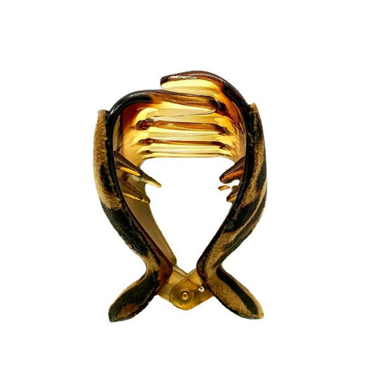 Elegant Leopard PU Leather Hair Claw Clip