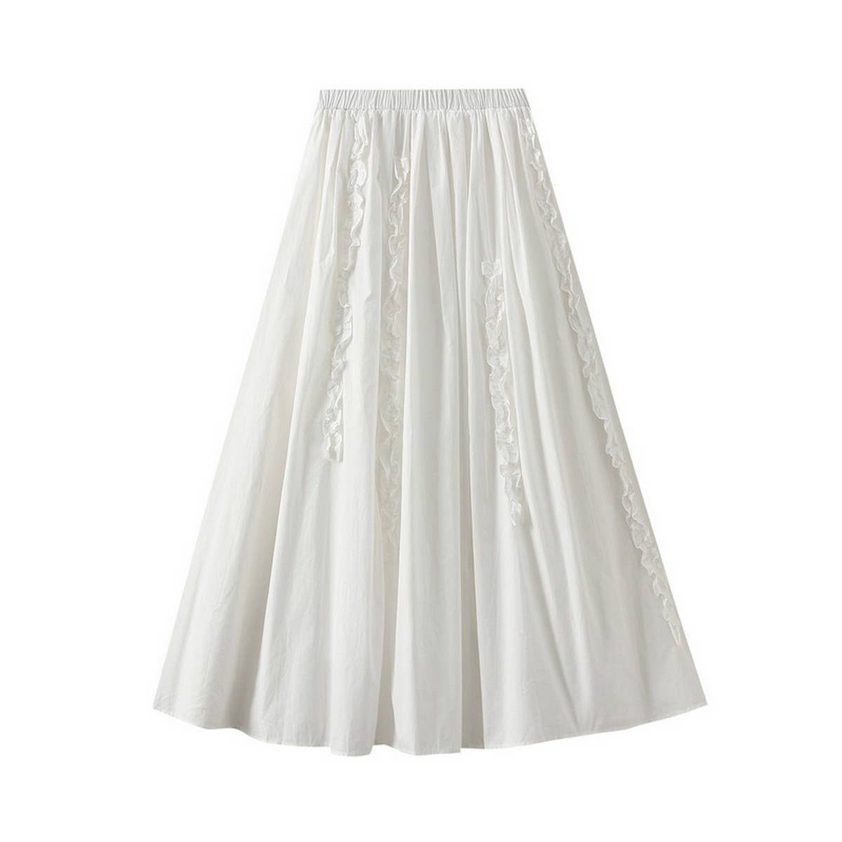 Ruffle Trim 3D Lace A-Line Slimming Skirt
