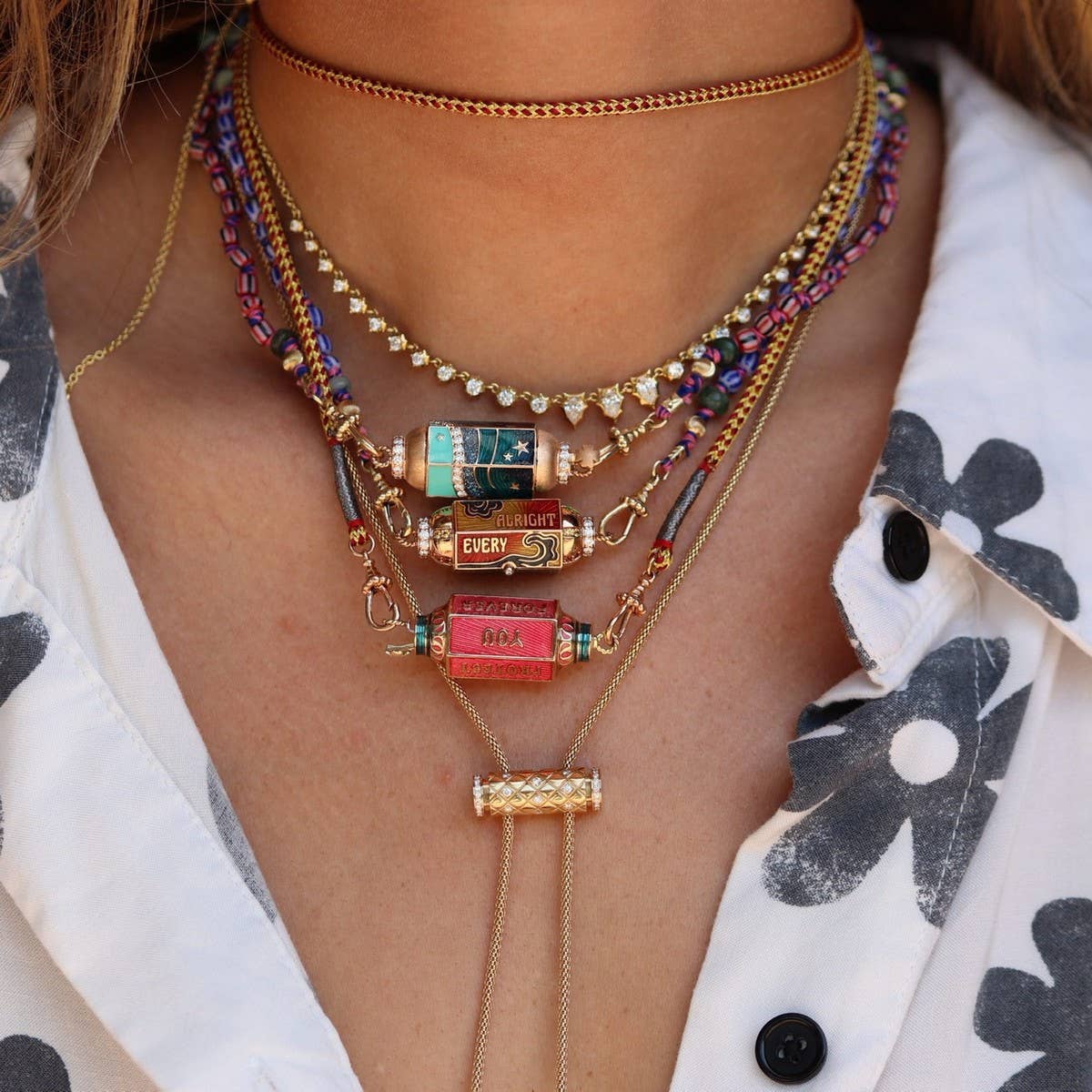 BOHEMIAN COLORFUL TAROT PENDANT NECKLACE_CWMM3794