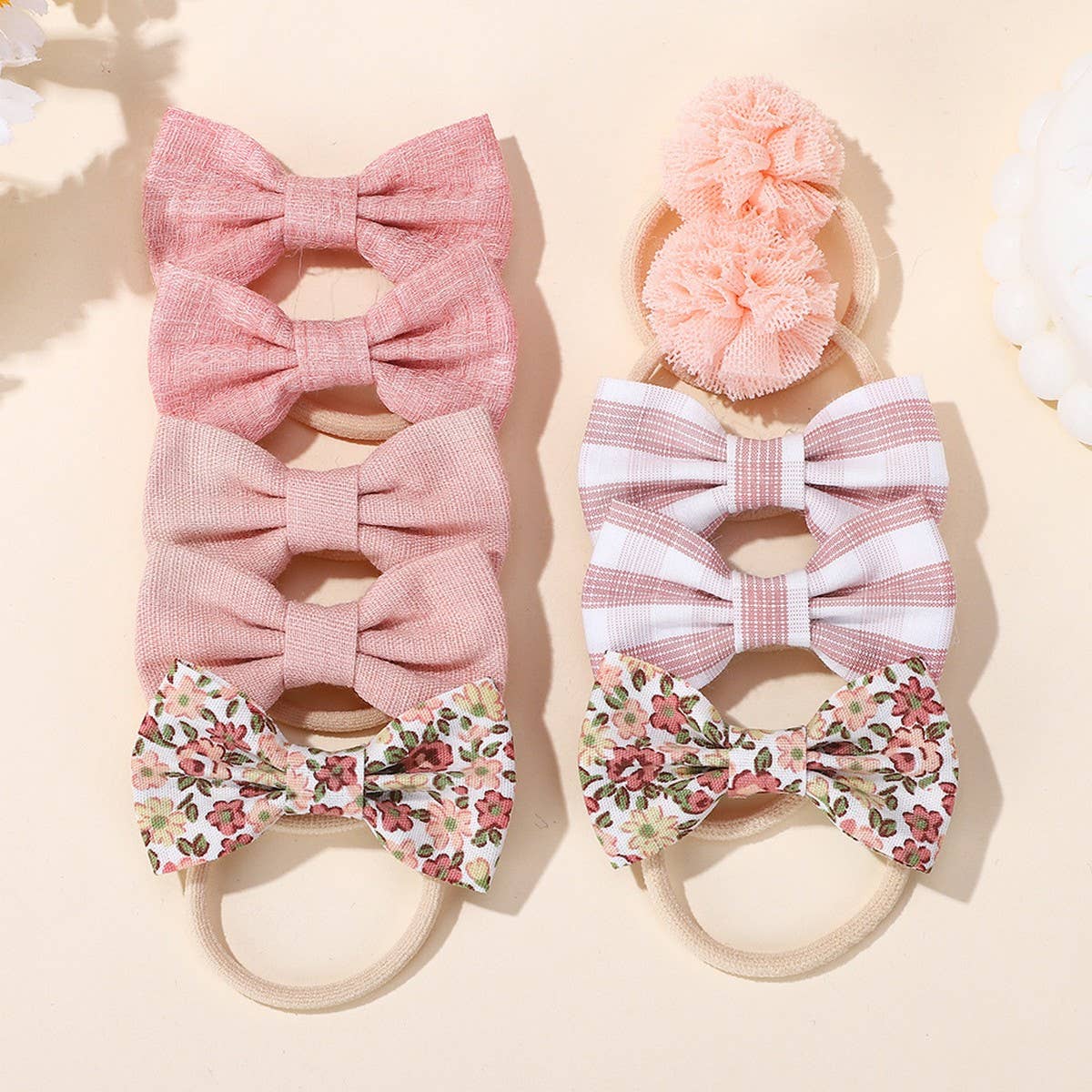 Double Bow Hair Clips Set with Pearls for Girls